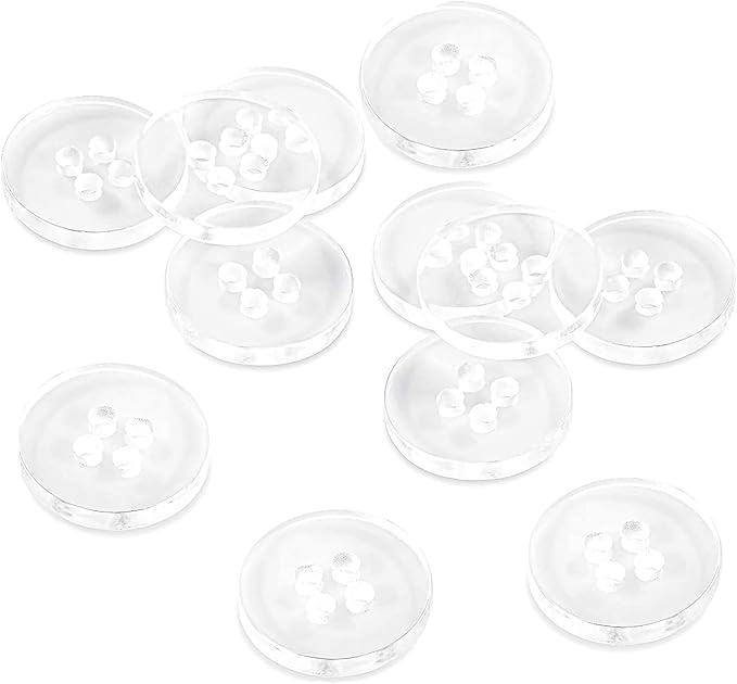 Pack of 100 Clear Buttons for Sewing 1/2" (13mm) 4 Hole Transparent Round Bulk Buttons 0.50 inch 20L Plastic Sewing Crafts Replacement Button for Dress Pants Shirt Skirt Blouse Decorative DIY Arts