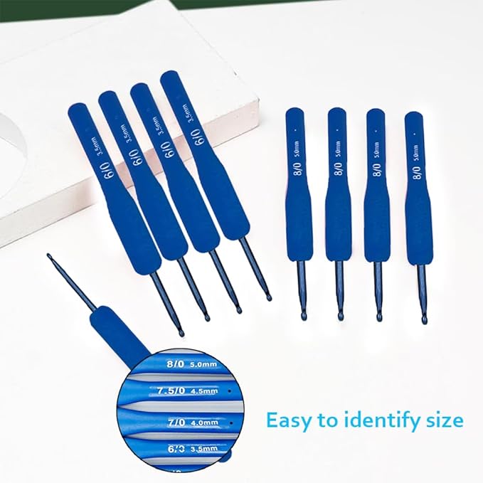 Ergonomic Crochet Hooks Set,Silicone Crochet Hook Knititng Needles for Arthritic Hands Premium Soft Grip Crochet Handles for Crocheting Yarn Craft Projects(2.0mm-6mm,Blue)