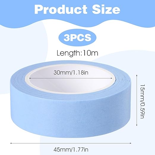 3 Rolls Blue Painters Tape, Masking Tape, Blue Washi Tapes Decorative Masking Tapes No Residue Easy Removal for Painting Wall Arts Scrapbooks DIY Crafts