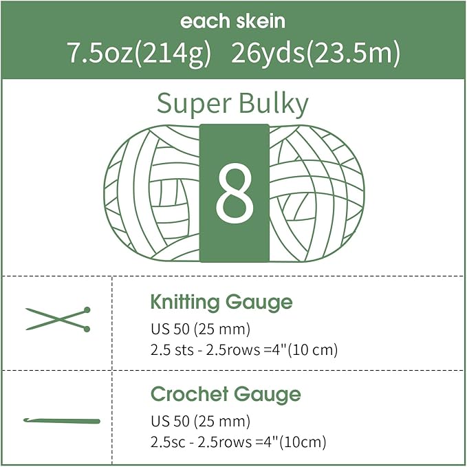 Hombys 8 Pack Giant Chunky Yarn for Crocheting and Knitting - Super Bulky, Soft, Fluffy, Plush, Fuzzy, Mixed Color Thick Chenille Yarn