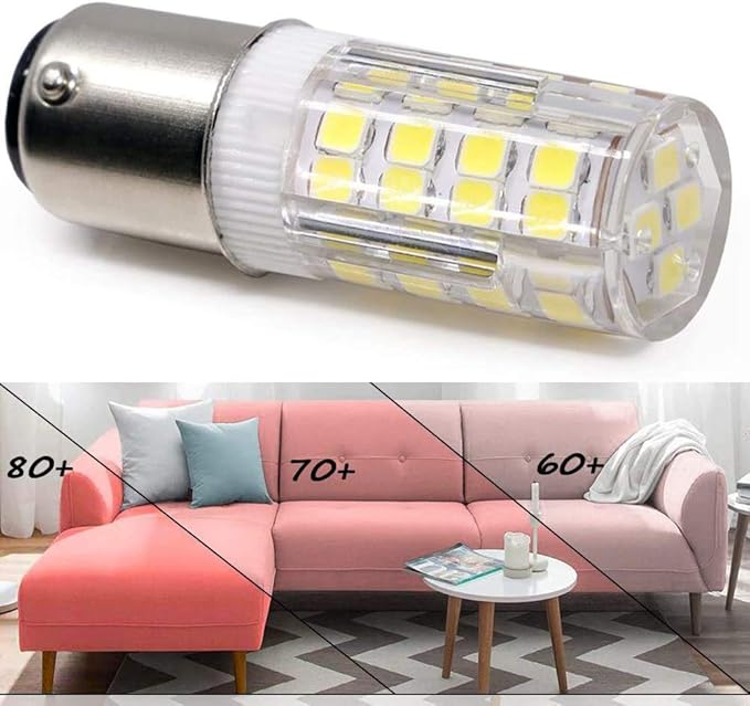 for Kenmore, Singer 15-66, 99, 201, 221, 222, 401 Sewing Machine Double Contact Bayonet Base BA15D Light AC110-130Volt 35W Halogen Equivalent 1076 1142 1176 Pack of 2 (Daylight White 6000K)