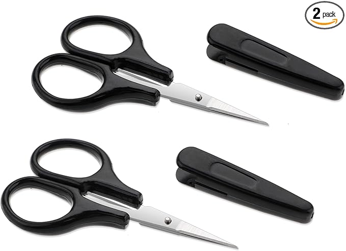 2Pcs All Purpose Craft Scissors Stainless Steel with Protective Cover Mini Detail Craft, Precision Straight Fine Tips Design for Paper Cutting, Scrapbooking