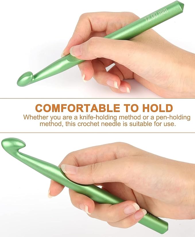 Aeelike Large Aluminum Crochet Hooks Huge Metal Crochet Hook Set - Crochet Needles for Thick Bulky Yarn Blankets - Beginners Big Crochet Set Size 6.5mm 7mm 8mm 9mm 10mm 12mm 15mm