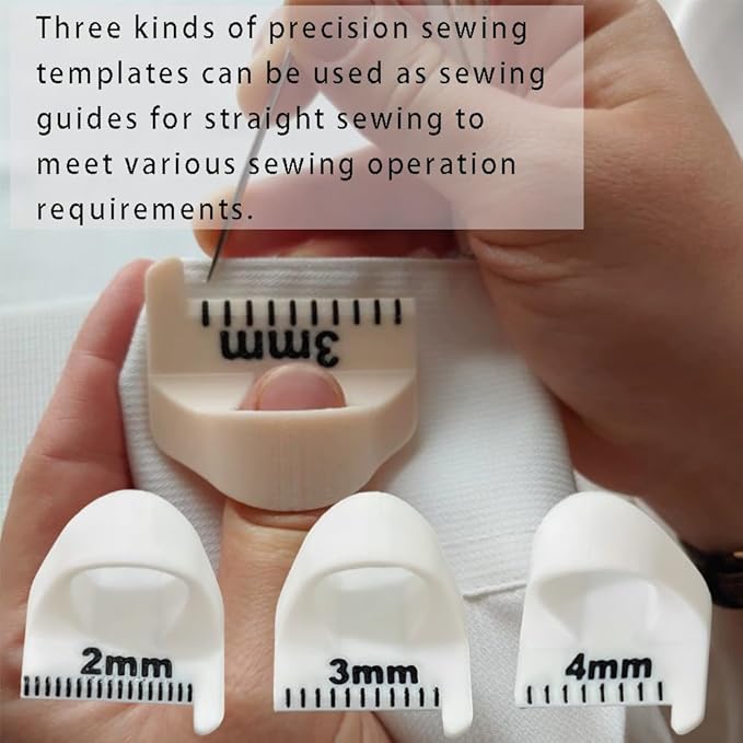 OULIGET Sewing Template Kit,Sutures Finger Ruler for Uniform Stitches,Mini Finger Seam Measuring Template Gauge,DIY Sewing Tools Quilting,3 Pieces,White.