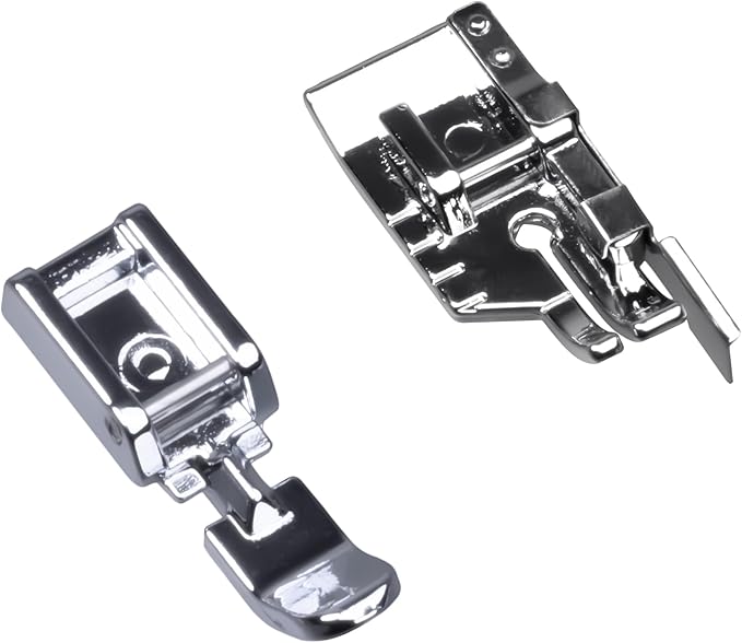 Zipper Foot and 1/4 inch Snap on Foot w/Guide Fit Low Shank Snap-On Singer, Brother, Babylock, Janome, Kenmore, Juki, New Home, Elna, Etc Domestic Sewing Machines(Set4-Zipper Foot)