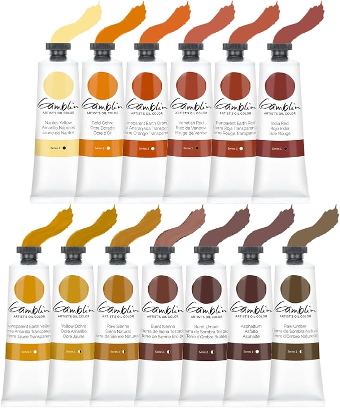 Gamblin Artist Oil Paint Set For Professionals - EARTH SET - 37ml Tubes