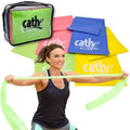Cathe TPE 6ft Elastic Stretch Resistance Bands Set • Latex Free Exercise Resistance Band Set of 4 Elastic Bands for Exercise with Travel Carry Case • Resistance Bands for Women and Men