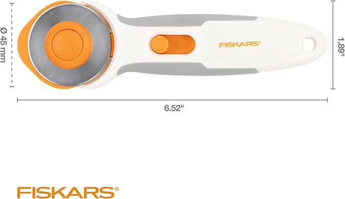 Fiskars Rotary Cutter, Titanium Coated Precision Blade, Cuts Fabric and Vinyl, 45mm, SoftGrip Handle for Comfort