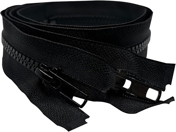 ANPURZII 2PCS #5 6 Inch Black Separating Jacket Zippers for Sewing Coats, Molded Plastic Bulk Zippers(Black 6" 2PCS)