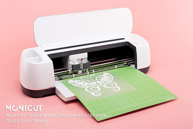 Cutting Mat for Cricut Maker/Explore Air 2/Air/One, 3 Pack (Lightgrip/Standardgrip/Stronggrip), 12"x12", PVC, Green, Purple, Blue