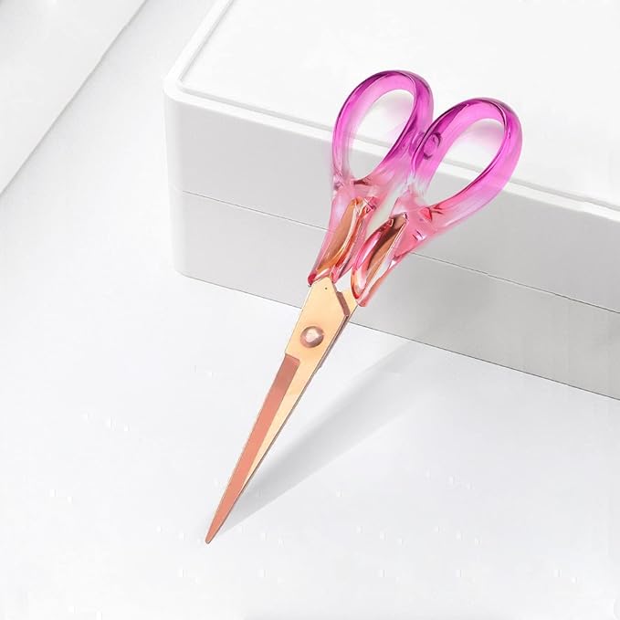 6.3“ Small All-purpose Scissors, Stainless Steel Blade with Purple Acrylic Handle, Craft-Shears for Kids & Adult, Perfect for School, Home, Office Desk, Tijeras