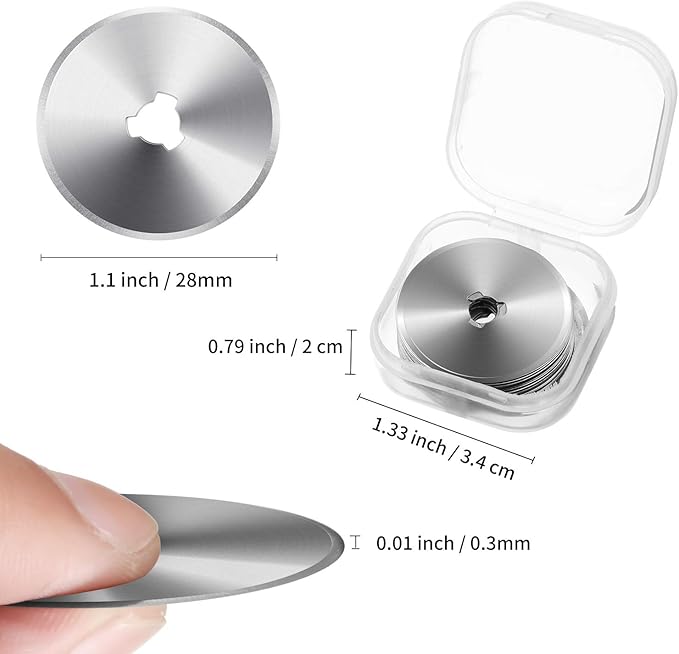 Mudder 36 Packs Rotary Cutter Blades Replacement Blades Compatible with Martelli Truecut Cutter for Patchwork Leather Quilting Sewing Arts Crafts (28 mm)