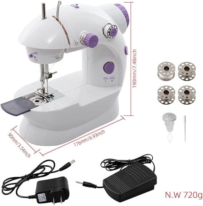 Mini Portable Sewing Machine for Beginners Adult Electric Crafting Speed Crafting Mending Machine Electric Overlock Sewing Machines for Sewing of Silks, Denim, Wool, Leather