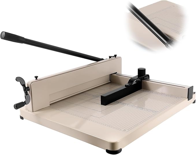 Heavy Duty Guillotine Paper Cutter, 17-inch Guillotine Table Paper Cutter,White(a3), 400-Sheet Paper Cutter with Double Safety Protection for Office, School, Commercial, Larger Area (17in)