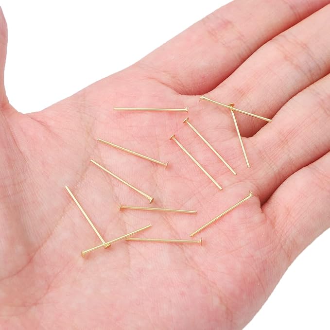14K Gold Plated Flat Head Pins Non Tarnish 20mm 300pcs for Jewelry Making Findings