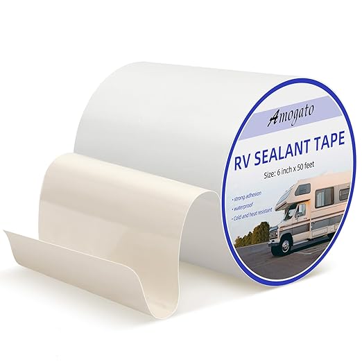RV Roof Tape 6 Inch X 50 Feet – Premium White RV Sealant Tape, Waterproof & UV-Resistant for RV Awning Repair and Roofin