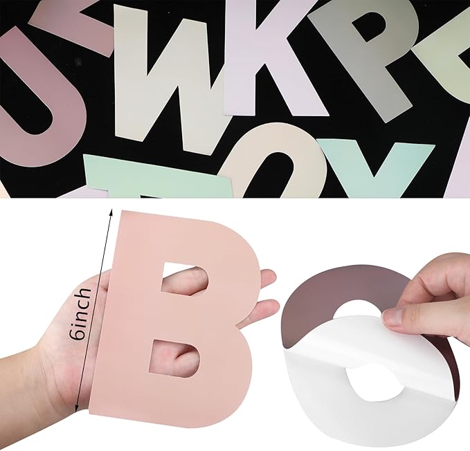 184 Pcs Large Vinyl Letter Sticker 6" Big Alphabet Number and Symbol Sticker Self Adhesive Removable Letter Decal for Christmas Bulletin Board Classroom Decor Poster Window Door Mailbox(Vivid Color)