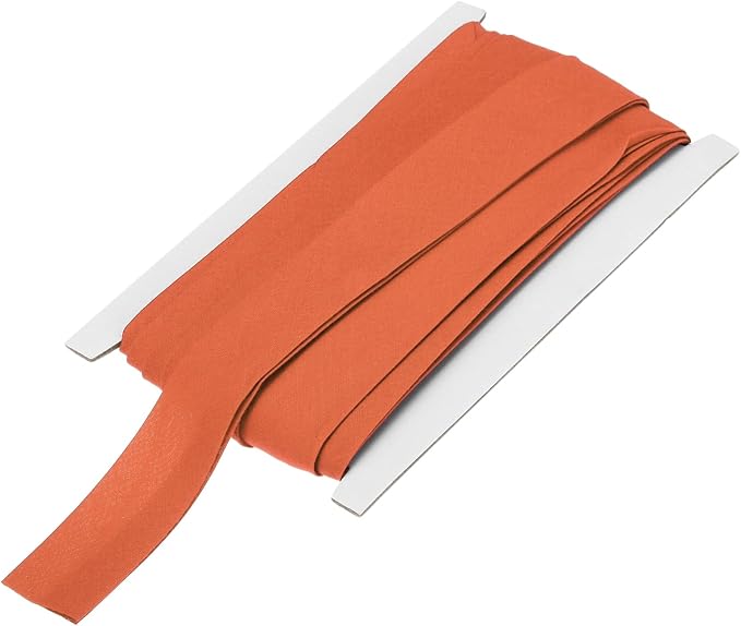 MECCANIXITY 1 Inch Double Fold Bias Tape Continuous Bulk Cotton Bias Tape for Sewing Seaming Quilting Hemming Binding Crafts (Orange 12 Yards)