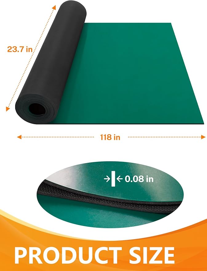 Urban Vista 23.7" x 118" Rubber ESD Soldering Mat Roll, Anti-Static High Temp Resistant Grounding Desk Mat for Circuit Repair, Phone, PC, Tablet