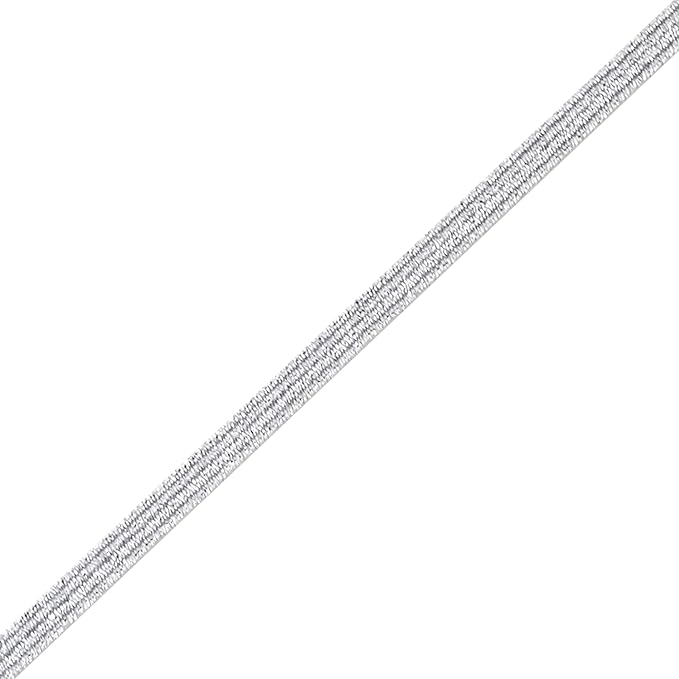 Mandala Crafts 16mm 20 Yds Roll of Metallic Silver Elastic Bands for Sewing - 5/8 Flat Elastics Cord - 5 8 Inch Braided Stretch Straps for Crafting