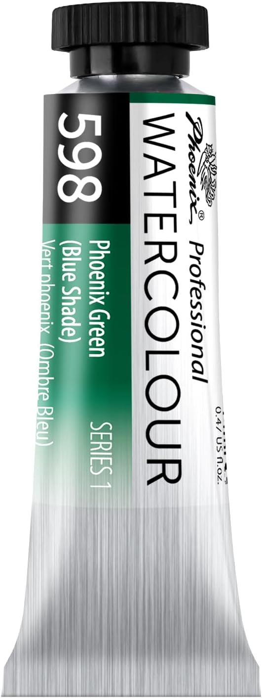PHOENIX Professional Watercolor Paint Single Tube - 0.47 Fl Oz / 14ml - Phoenix Green(Blue Shade)