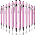 Ballpoint Pen with Stylus Tip, Soft Touch Click Metal Pen, 1.0mm Medium Point, Black Ink, 12 Count(Light Purple)
