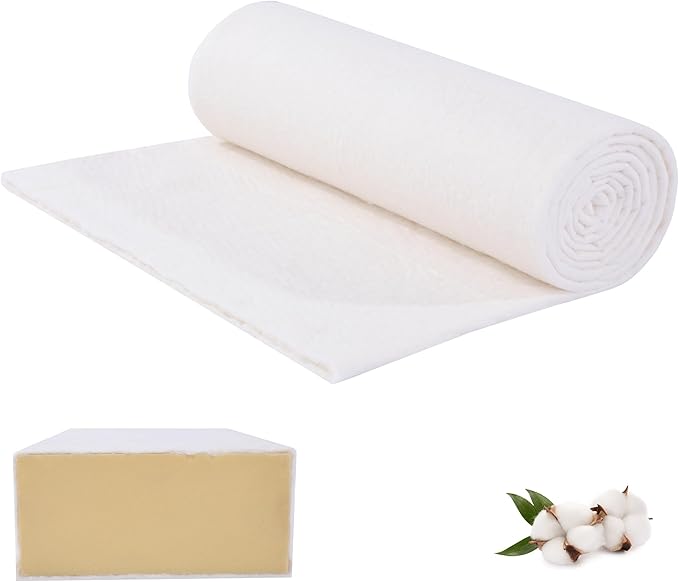 HOMBYS 100% Cotton Upholstery Batting for Cushions, Warm Natural Cotton Roll for Sewing, 200G Couch Cushion Wrap Fluffy and Thick Stuffing for Arts and Crafts,GOTS Organic Certification.(48in*5yard)