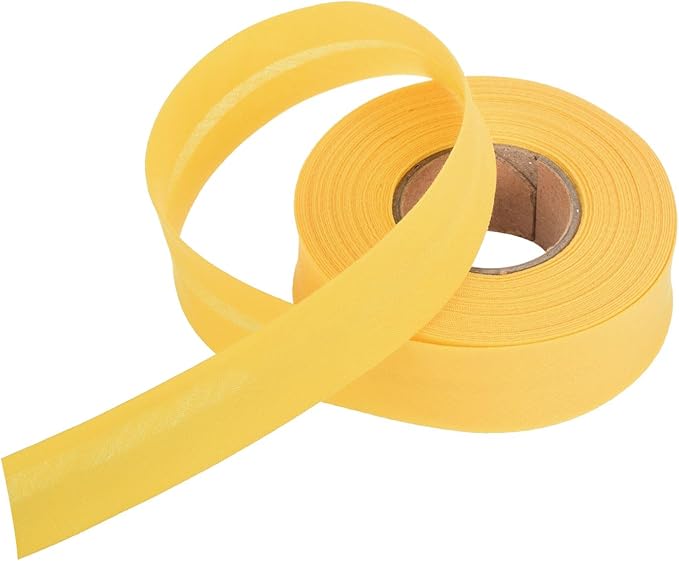 MECCANIXITY 1 Inch Single Fold Bias Tape Polyester Continuous Bulk Bias Tape for Sewing,Seaming Quilting Hemming Binding Crafts (Yellow 10 Yards)