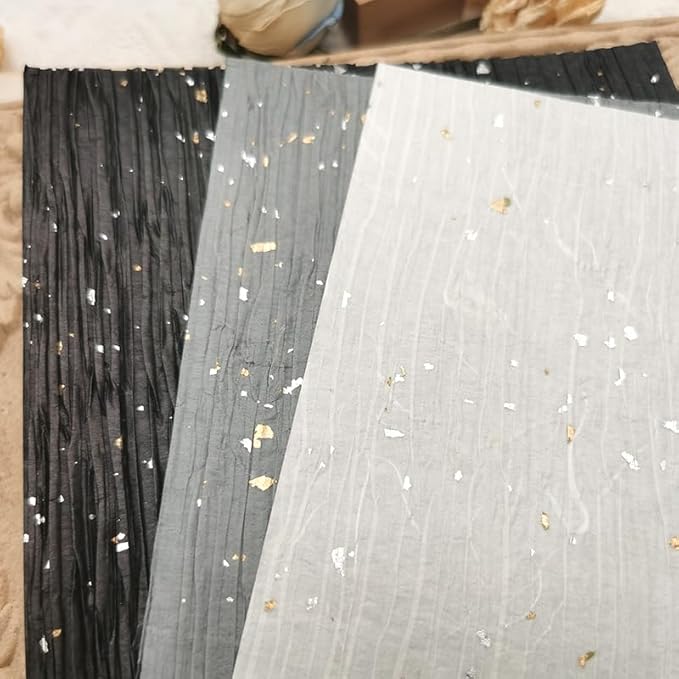 A5 Size black white gray Textured Fabric Art Paper And Textured Fabric paper 6PCS For Handicraft Production, Junk Journaling Supplies, Card Making, Collage Art Decoration.