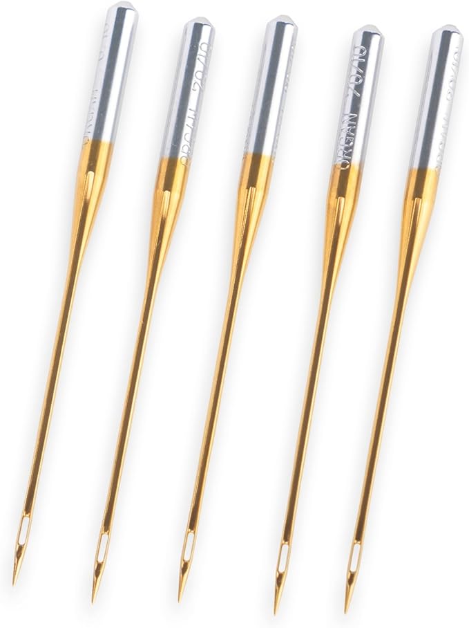 YLI Topstitch Needles, Titanium-Coated #90/14 – Large Eye & Deep Groove Fits All Home Sewing Machines – Pack of 15 Needles