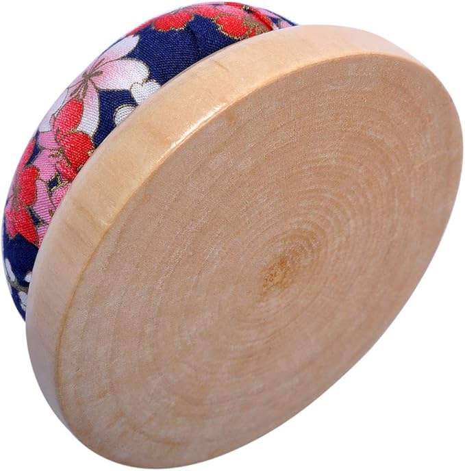 eZAKKA Pin Cushion, Wooden Base Pin Cushions for Sewing Round Pin Needle Holder for DIY Crafts (Japanese Style)