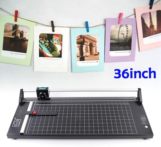 Manual 36 Inch Rolling Cutter with Self-Sharpening Blades, Precision Rotary Paper Trimmer Thin Plastic Soft Board, Hobbing Cutter for Photo Paper, Film, Art Paper Jam, Office Paper, PVC