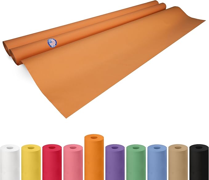 48" x 1200" (100 ft) Orange Kraft Paper Roll, Pack of 2 - USA-Made Quality Craft Paper for Gift Wrapping, Kids' Arts & Crafts, School Projects - 100% Recycled, 50 lb Natural Material by IDL Packaging