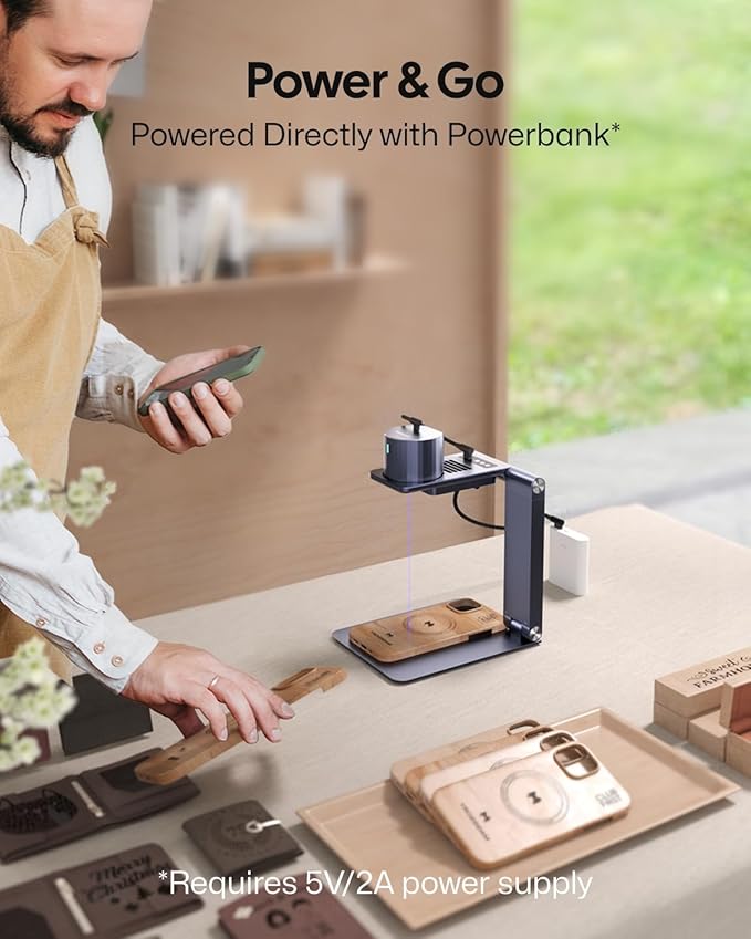 LaserPecker LP1 Pro Laser Engraver for Beginners, Mini Portable Laser Engraving Machine for Wood/Leather/Felt, Deluxe Set with Auto-Focus Stand + Magnet Protective Shields + Laser Safety Glasses