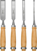 Wood Chisel Set for Woodworking, 4 pcs CR-V Steel Chisel Set for DIY with Wood Handle, Carpenter Woodworking Tools