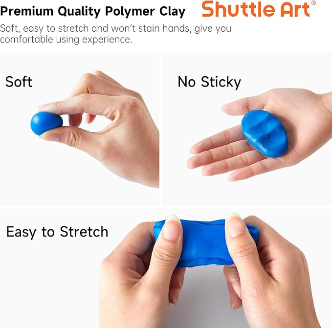 Shuttle Art 112 Colors Polymer Clay Kit, Oven Bake Clay for Kids, 20 Sculpting Tools, 16 Accessories, Non-Toxic, Non-Sticky DIY Crafts for Kids Adults