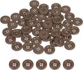 HARFINGTON 50pcs Sewing Button 15mm (5/8 Inch) 4 Holes Resin Thickened Round Crafting Replacement Buttons for Clothing DIY Crafts Decoration, Dark Brown