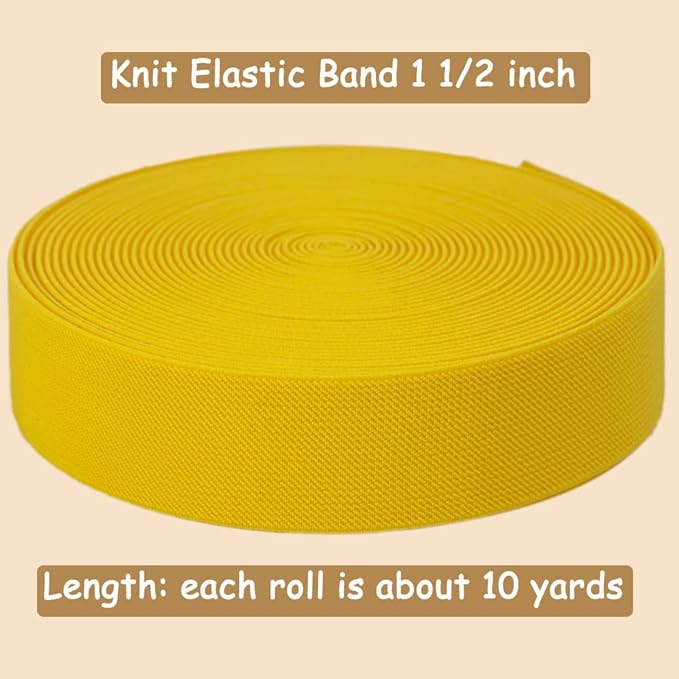 1.5 inch Gold Wide Elastic Band for Sewing 10 Yards Double-side Twill Woven Elasitc Stretch Heavy Knit Elastic Waistband for Pants Wigs DIY Crafts & Projects