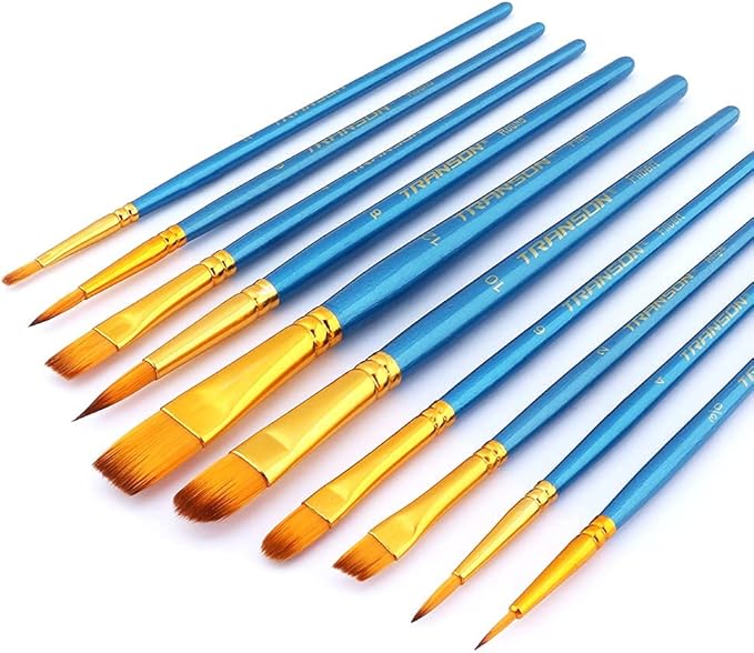 Transon 20pcs Bulk Artist Paint Brush Set for Acrylic Watercolor Gouache Hobby Craft Face Painting