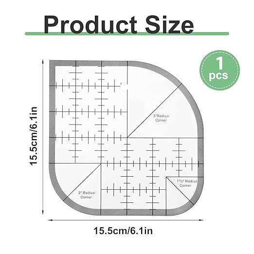 Acrylic Curved Corner Cutter Ruler, Sewing Rulers and Guides for Fabric, Patchwork Quilting Rulers, Quilting Templates for DIY Supplies Multifunctional Tool