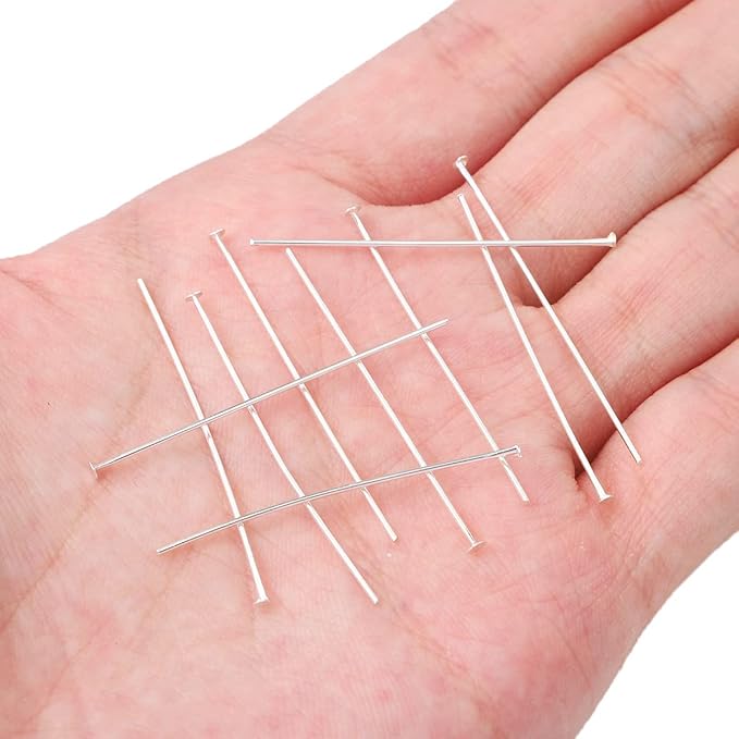 Silver Plated Flat Head Pins Non Tarnish 40mm 150pcs for Jewelry Making Findings