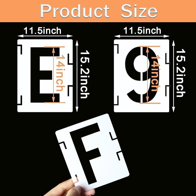 YEAJON 14 Inch Letter Stencils Symbol Numbers Craft Stencils, 42 Pcs Reusable Alphabet Templates Interlocking Stencil Kit for Painting on Wood, Wall, Fabric, Rock, Sign, DIY Art Projects