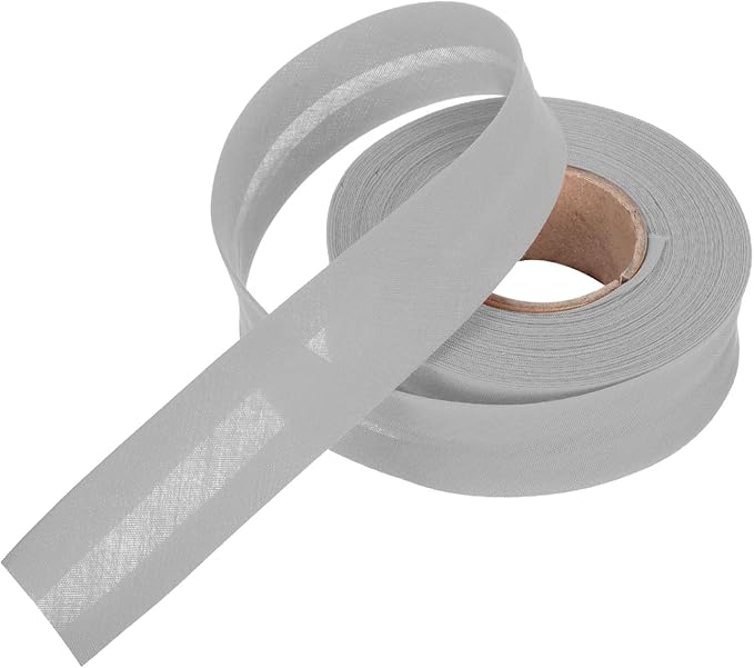 MECCANIXITY 1 Inch Single Fold Bias Tape Polyester Continuous Bulk Bias Tape for Sewing,Seaming Quilting Hemming Binding Crafts (Gray 10 Yards)
