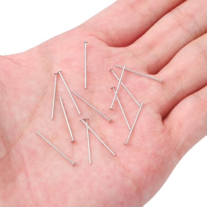 Platinum Plated Flat Head Pins Non Tarnish 20mm 300pcs for Jewelry Making Findings