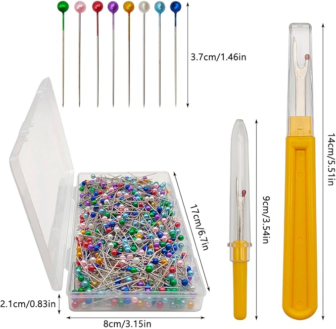 DaKuan 608 Piece Sewing Kit with 8 Seam Rippers (4 Large + 4 Small) & 600 Stainless Steel Pins, Premium Sewing Tools for Quilting, Dressmaking, DIY Crafts, Includes Protective Storage Box