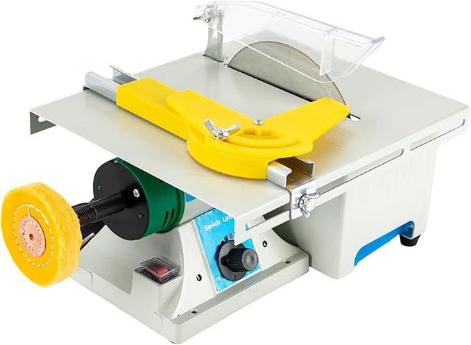 5-in-1 Mini Table Saw Jewelry Making Polisher w/Flex Shaft, 750W Multifunctional Bench Grinder Sander Buffing Machine Metal Dental Polishing Woodworking Tool - 10,000Rpm for Metal, Wood, DIY Crafts