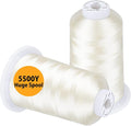 Simthread Embroidery Thread 5500 Yards Ivory 902, 2 Huge Spools 40wt Polyester for Brother, Babylock, Janome, Singer, Pfaff, Husqvarna, Bernina Machine