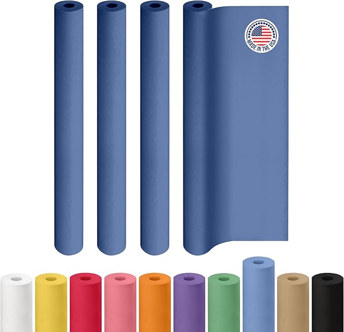48" x 1200" (100 ft) Blue Kraft Paper Roll, Pack of 4 - USA-Made Quality Craft Paper for Gift Wrapping, Kids' Arts & Crafts, School Projects - 100% Recycled, 50 lb Natural Material by IDL Packaging