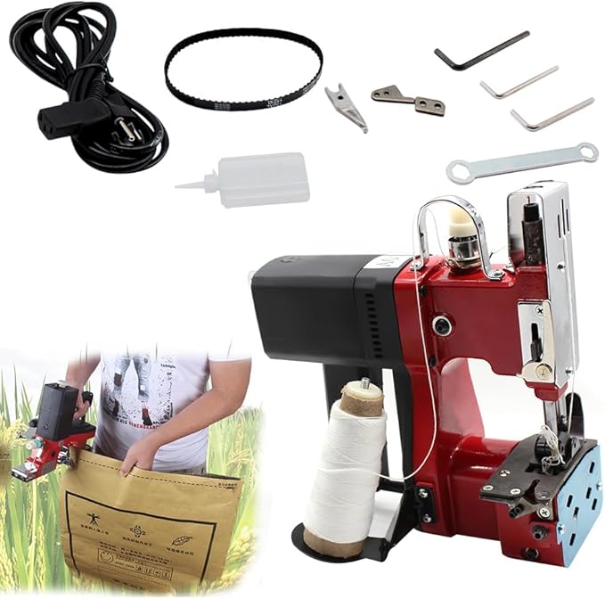 Bag Closer Machine Electric Handheld Sewing Machine 110v 190w High Strength Fast Speed Portable Electric Sewing Tool for Logistics Companies, Large Factory Warehouses And Other Bag Sealing Use.