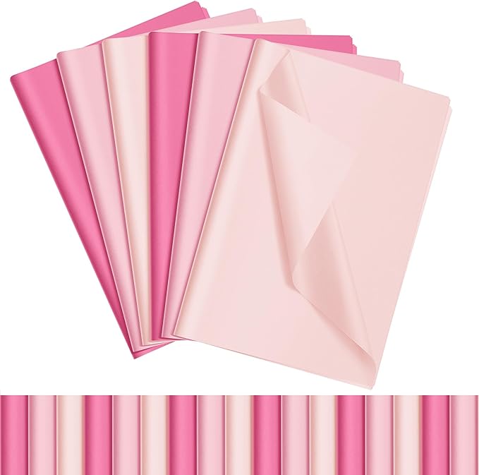 Qilery 500 Sheets Light Pink Tissue Paper Bulk for Gift Bags 15 x 20 Inch Acid Free Valentine's Day Packaging Wrapping Paper Sheets for Wedding Decoration DIY Flower, Pom Poms Craft Supplies
